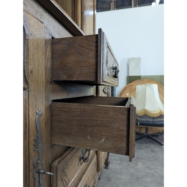 Brown Neo-Rustic Carved Norman Bookcase For Sale - Image 8 of 10