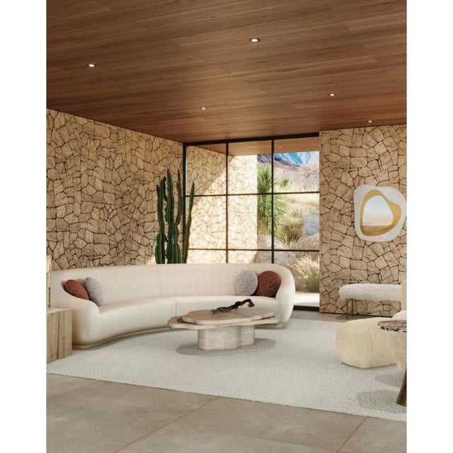 Arizona Coffee Table in Travertine Stone and Brushed Brass by Insidherland For Sale - Image 4 of 7