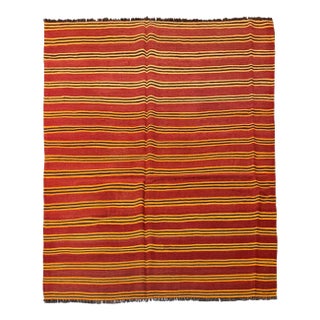 Vintage Handwoven Persian Meymana Kilim Rug 5'7" X 7'3" For Sale