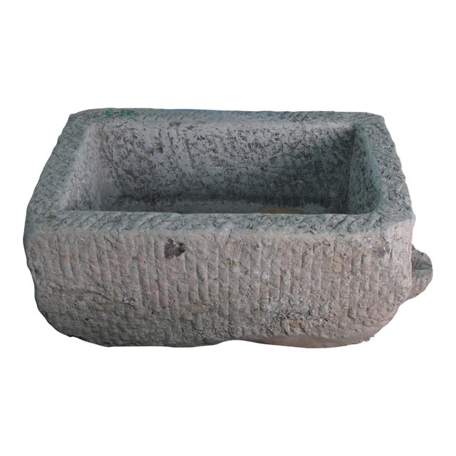 Antique Long Hand Chiseled Stone Trough For Sale