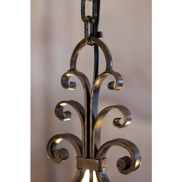 Mid 20th Century French Six Light Wrought Iron Chandelier with Cascading Scrolls, USA Wired For Sale - Image 9 of 10
