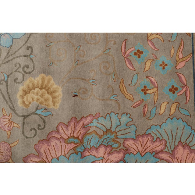 Art Deco Rug & Kilim’s Chinese Art Deco Style Rug in Beige With Colorful Floral Patterns For Sale - Image 3 of 7