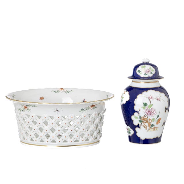 Ceramic Porcelain Jar with Lid and Fruit Bowl from Vista Alegre, Set of 2 For Sale - Image 7 of 7