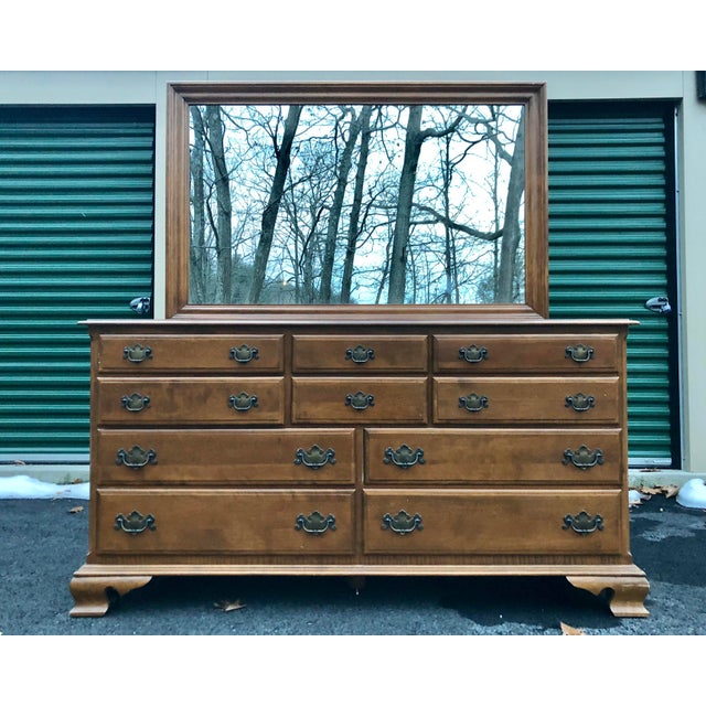 Ethan Allen Heirloom Maple Dresser & Mirror Chairish