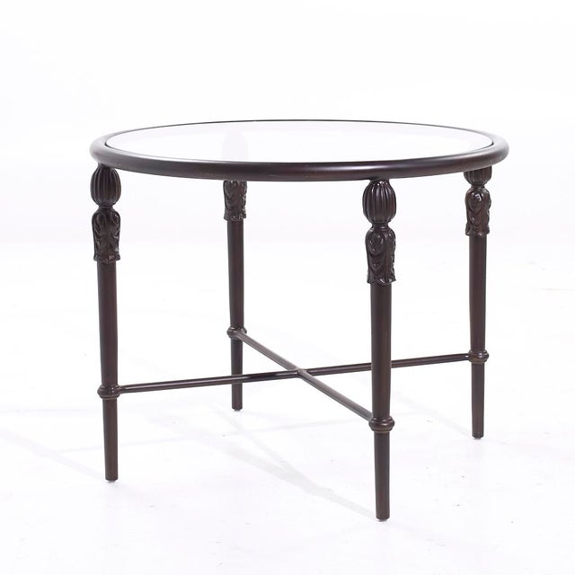 Contemporary Michael Taylor Montecito Bronze and Glass Side End Table For Sale - Image 3 of 6