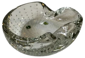 Murano Bullicante Clear Bubble Glass Ashtray from Seguso, 1950s