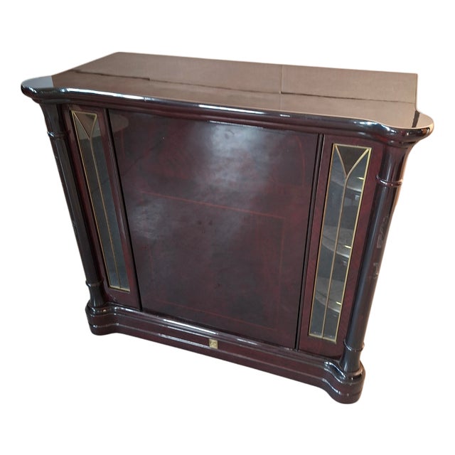 Vintage Burl Revolving Bar Cabinet in Mahogany from Mastro Cappellini, 1970s For Sale