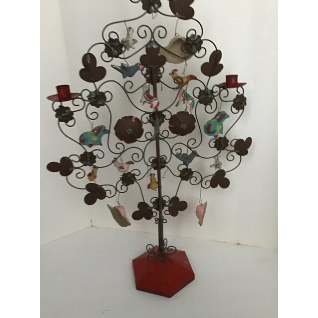 Red Vintage Aurelio Flores Style Mexican Folk Art Tree of Life Sculpture For Sale - Image 8 of 13