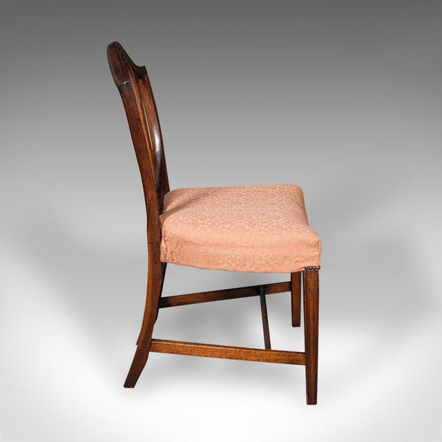 Wood Pair of Antique Hepplewhite Side Chairs, English, Fruitwood, Hall Seat, Georgian For Sale - Image 7 of 12