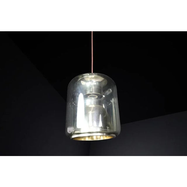 Mid-Century Smoked Glass Pendant attributed to Erco Leuchten, Germany, 1970s For Sale - Image 4 of 10