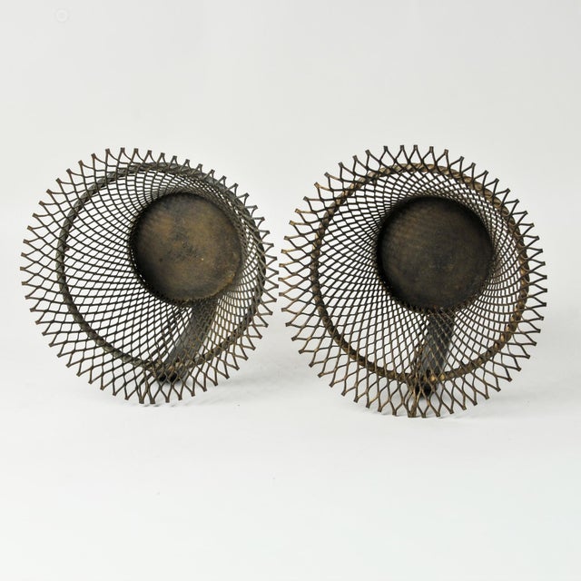 Antique French Wire Basket Wall Mount Cachepot Pair For Sale - Image 9 of 14