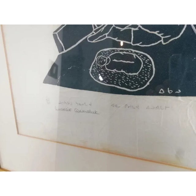 Lucassie Qumaluk, Motherhood, Woodcut, 1974 For Sale - Image 4 of 9