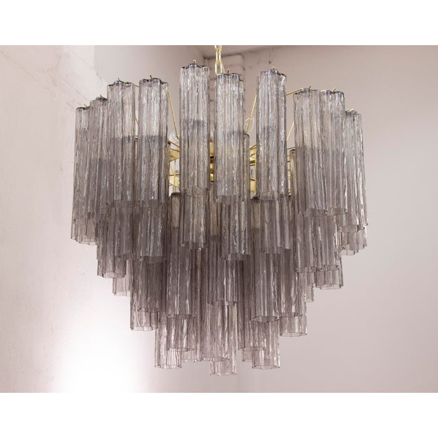 Mid-Century Modern Murano Gray Glass Tronchi Chandelier, 1990s For Sale - Image 3 of 11