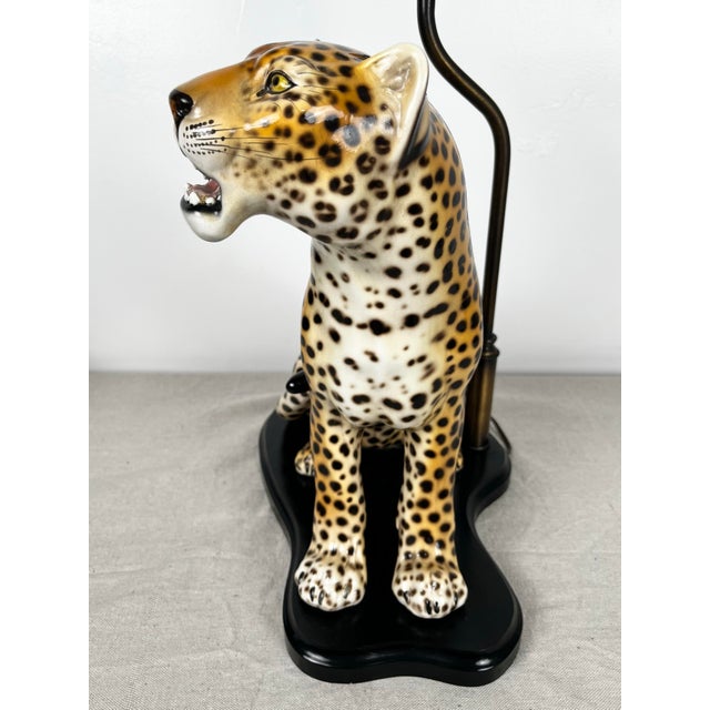 Mid Century Ceramic Leopard Lamp For Sale - Image 10 of 12