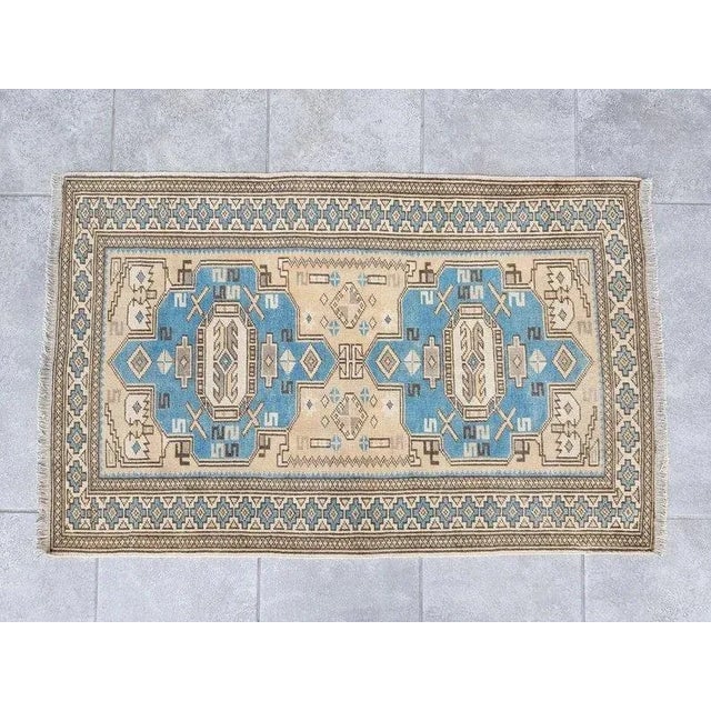 Beige 1960s Oushak Bohemian Area Rug For Sale - Image 8 of 11