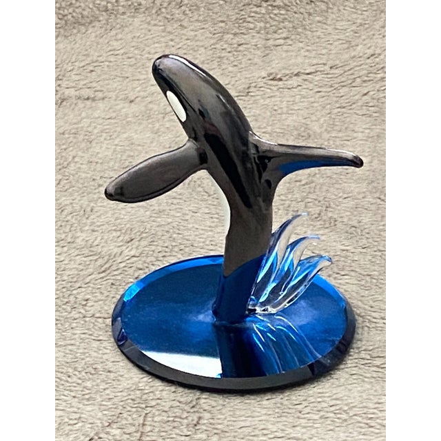 Vintage MCM Glass Baron Hand-Blown Orca Whale Miniature 2.5" Figurine For Sale - Image 4 of 6
