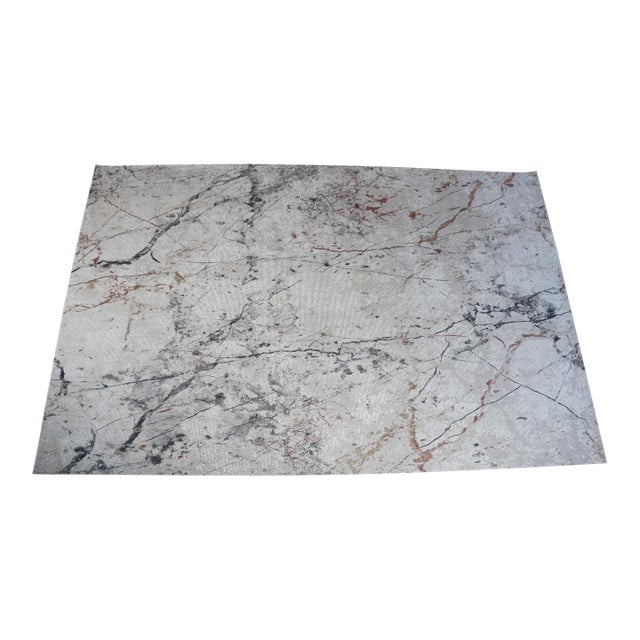 Haute Couture Calacatta Marble Elegance Power Loom Abstract Modern Rug 6' X 9' For Sale
