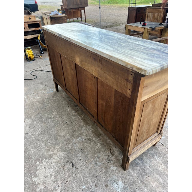 Mid 19th Century French 19th Century Louis XVI Provincial Bleached Walnut Marble Top Sideboard For Sale - Image 5 of 12