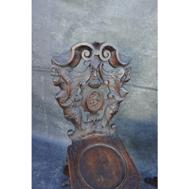 Early 20th Century European Gothic Carved Wood Chairs, Set of Two For Sale In Los Angeles - Image 6 of 9