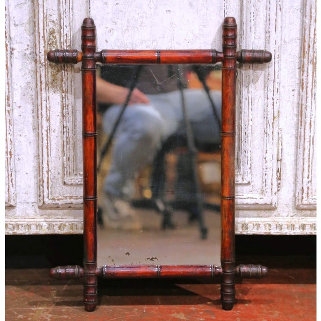 Early 20th Century Early 20th Century French Faux Bamboo Wall Mirror For Sale - Image 5 of 6
