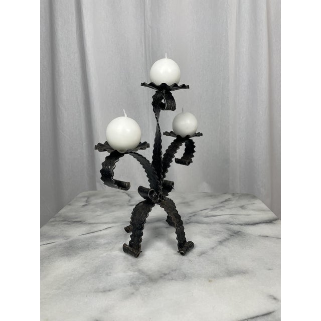 1950s Brutalist Wrought Iron Candlesticks, 1950s, Set of 2 For Sale - Image 5 of 9