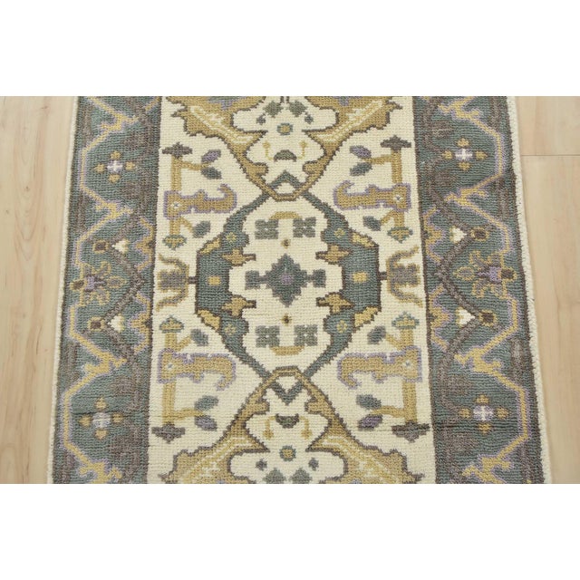 2020s Oushak Runner 2'6'' X 9'10'' Ivory Wool Tribal Hand-Knotted Oriental Rug For Sale - Image 5 of 12