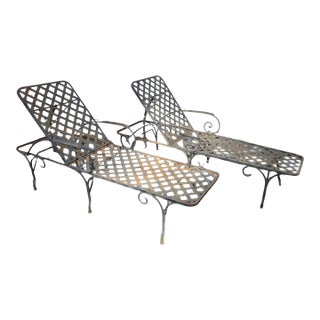 Vintage Wrought Iron Patio Lounge Chairs For Sale