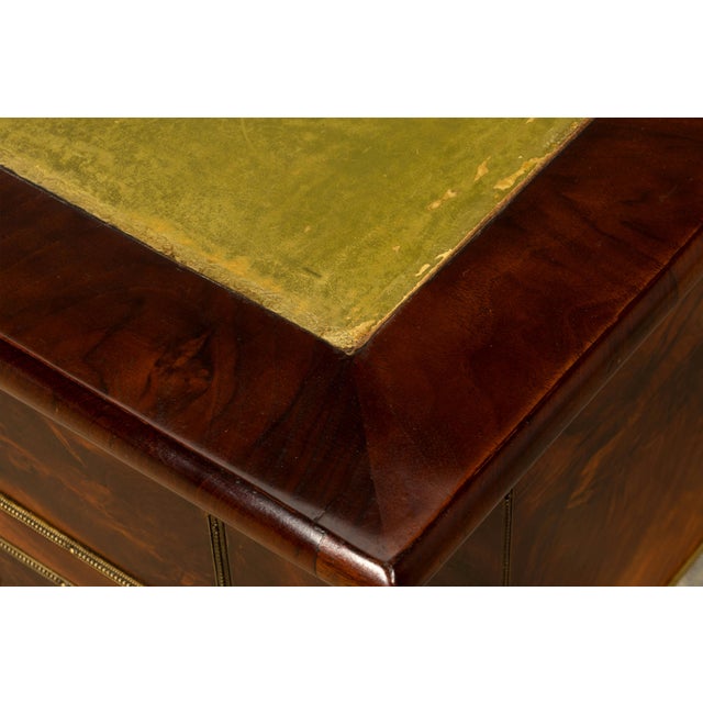 Mid-19th Century French Neoclassical Mahogany Bureau Plat Desk With Chartreuse Leather For Sale - Image 11 of 18
