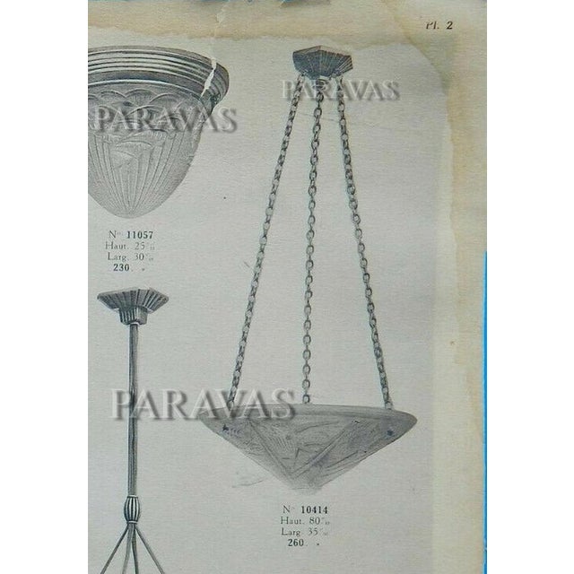 French Art Deco Pendant Light by Hettier Et Vincent & Hanots - 1930s France For Sale - Image 9 of 12