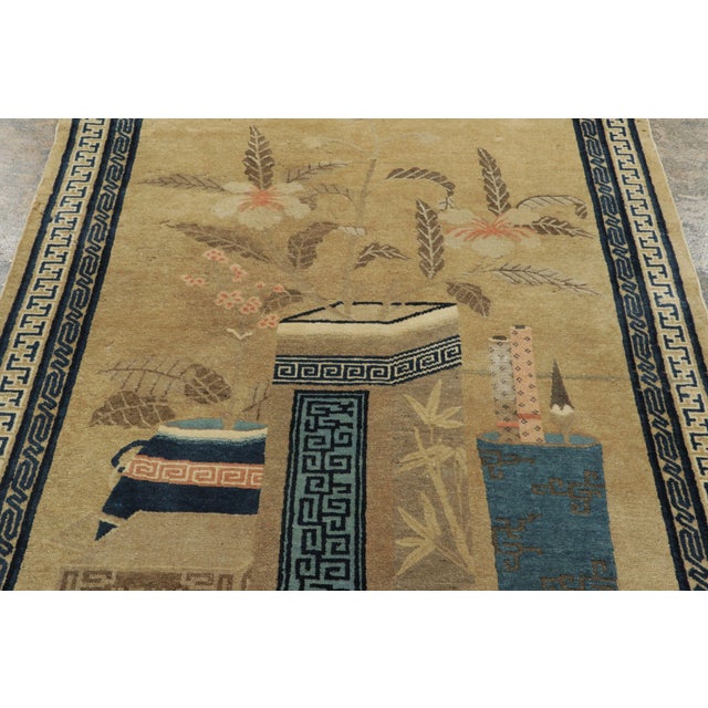 Rug & Kilim Antique Chinese Peking Wool Rug by Rug & Kilim, Scholar's Table, 1900–1909 For Sale - Image 4 of 8