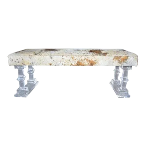 Cowhide and Lucite Bench by Pegaso Gallery Design