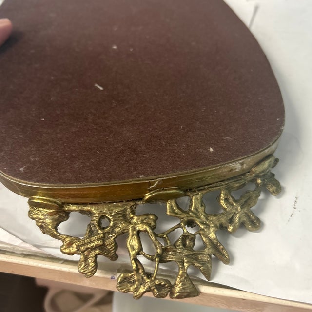 1980s Brass Bird and Flower Detail Vanity Tray For Sale - Image 9 of 9