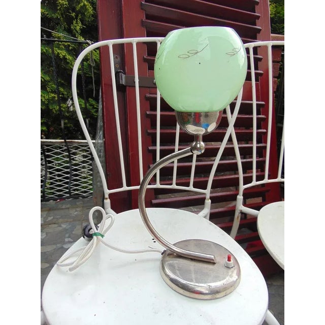 Art Deco Nickel Plated Lamp, 1940s For Sale - Image 3 of 9