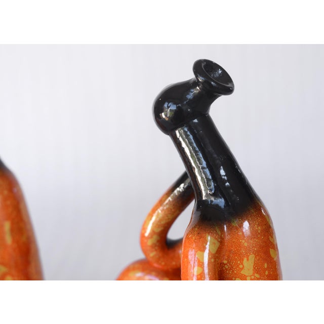 Mid Century Style Abstract Sitting Man & Woman Ceramic Sculptures - A Pair For Sale - Image 13 of 18
