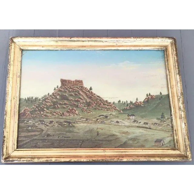 19th Century Folk Art American West Colorado Landscape Oil Painting For Sale - Image 9 of 10