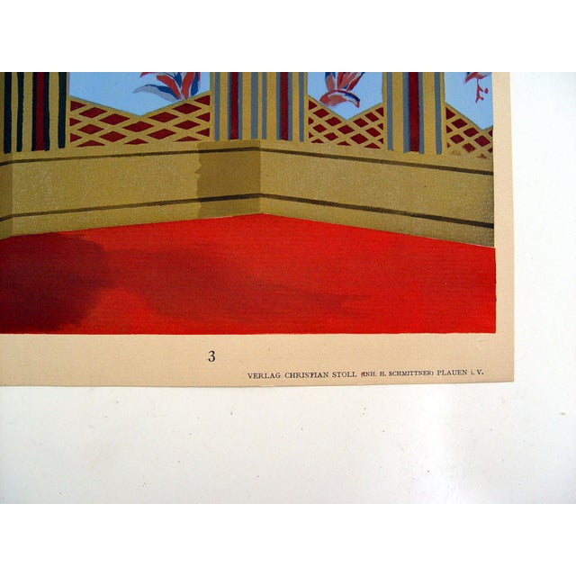 Art Deco interior wall decoration by Alphons Peerboom in blue and metallic gold. Published in Germany by Christian Stoll,...