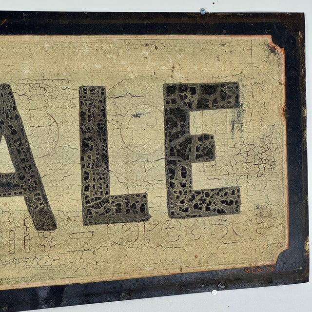 Early 20th Century Large Vintage "For Sale" Sign Hand Painted on Sheet Metal, Early 20th Century For Sale - Image 5 of 12