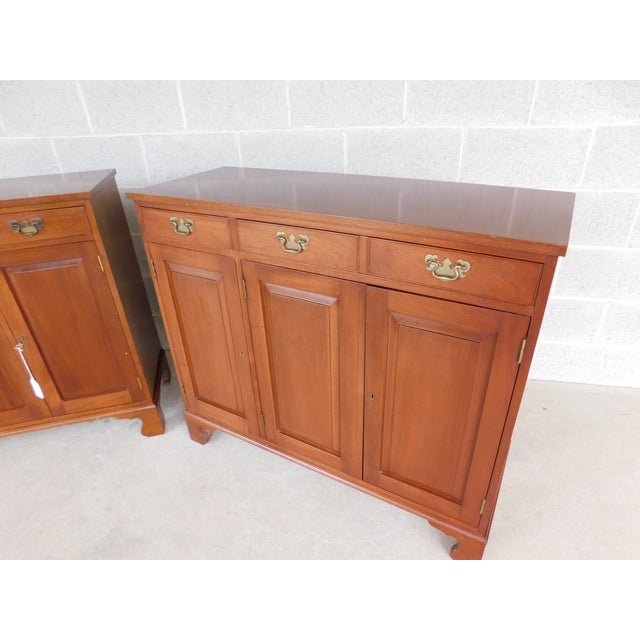 Kittinger Mahogany Georgian Style Storage Cabinets Servers - a Matching Pair Dovetail Drawers, Brass Hardware, 2 drawers,...