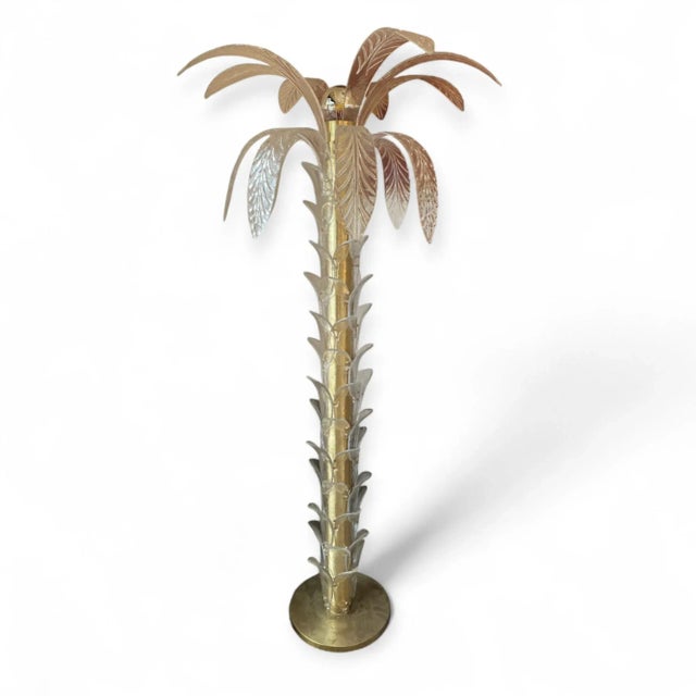 Metal Clear Murano Glass Palm Floor Lamp, 1980s For Sale - Image 7 of 7