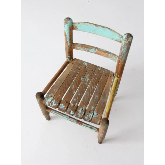Early 20th Century Vintage Wood Slat Children's Chair For Sale - Image 5 of 7