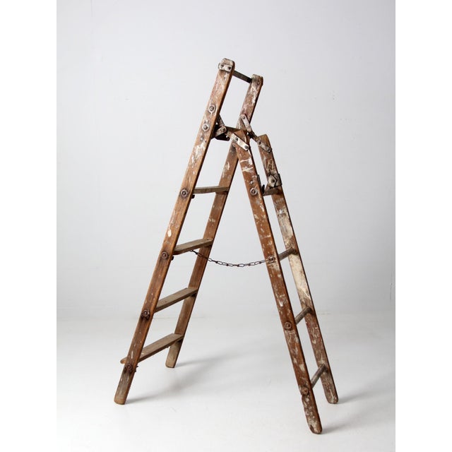 Early 20th Century Antique Wooden Folding Ladder For Sale - Image 5 of 15