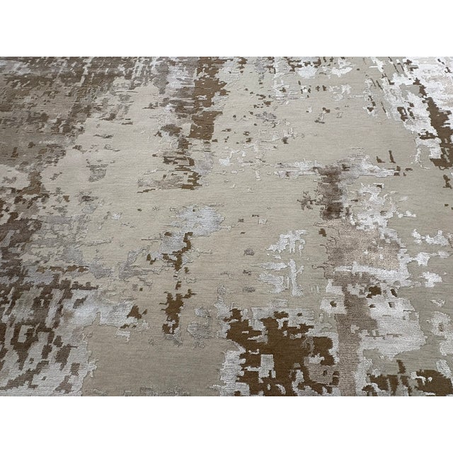 Rh Restoration Hardware Riva Hand-Knotted Rug — 9' × 12' Dove/Wheat | Wool & Viscose Blend For Sale - Image 13 of 18