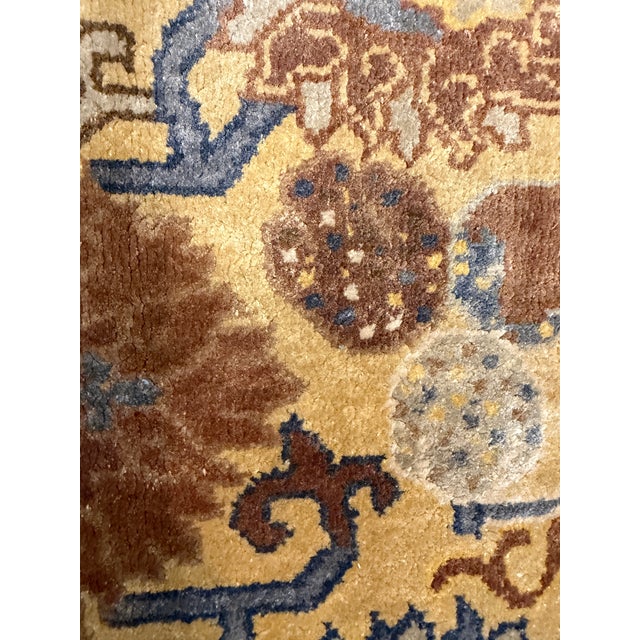 Vintage Floral Chinese Art Deco Rug Fragment 1'6" X 1'9" For Sale - Image 4 of 7