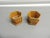 Vintage Petite Clay Yellow Color Planters/Pots - Set 0f 2 with saucers. Faux bamboo pattern. Size: 4" x 4" x 3"H