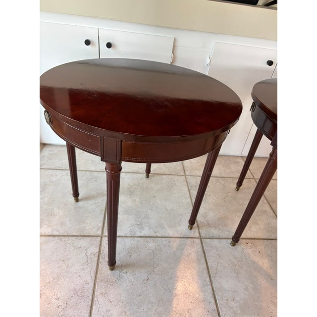 Vintage Round Traditional Side Tables With Brass Sabots in the Manner of Baker For Sale - Image 10 of 15