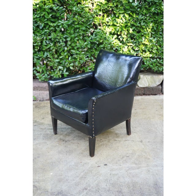 1970s Vintage Black Patent Leather Club Chair For Sale - Image 10 of 10