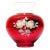 Vintage Cranberry Ruby Art Glass Vase With Hand-Painted White Rose Bouquet For Sale