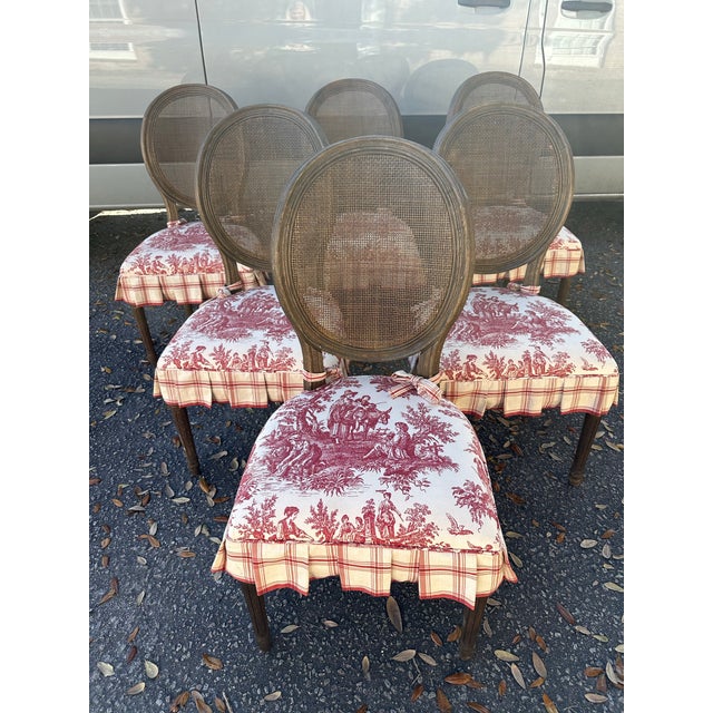 French Provincial Restoration Hardware Cane Back Dining Chairs, Set of 6 For Sale - Image 3 of 11