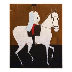 Large Contemporary Horse Oil Painting. Man on Horseback, 220 X 180 Cm