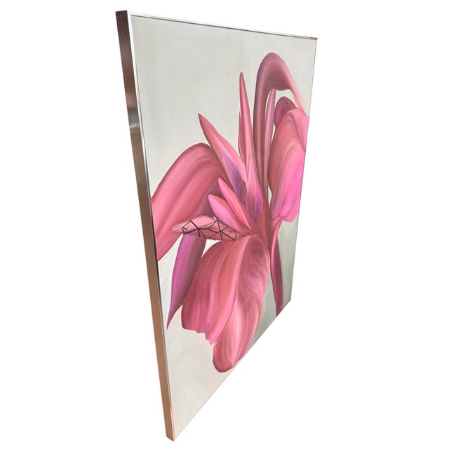 Sculpture Materials Large Scale Framed Mixed Media Painting With Stitching For Sale - Image 7 of 11